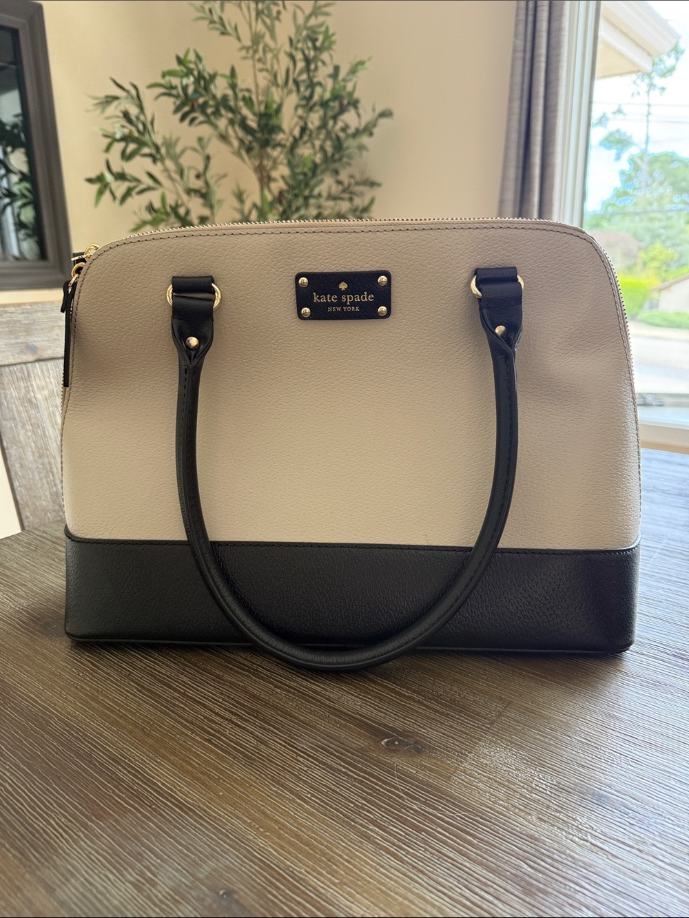 kate spade Cream and Black Two-Tone Dome Satchel